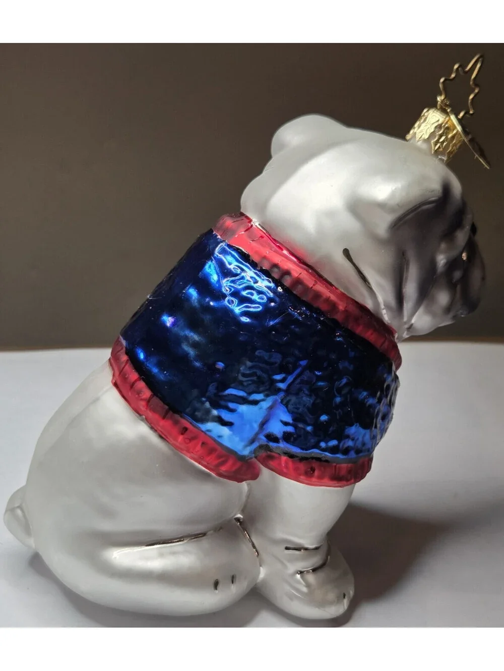 Christopher Radko English Bulldog Union Jack Sweater Blown Glass Christmas Orn